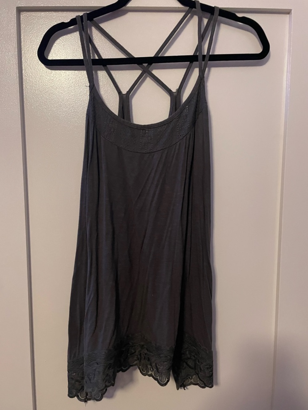 Women's Gray Lace-Hem Camisole Tank Top